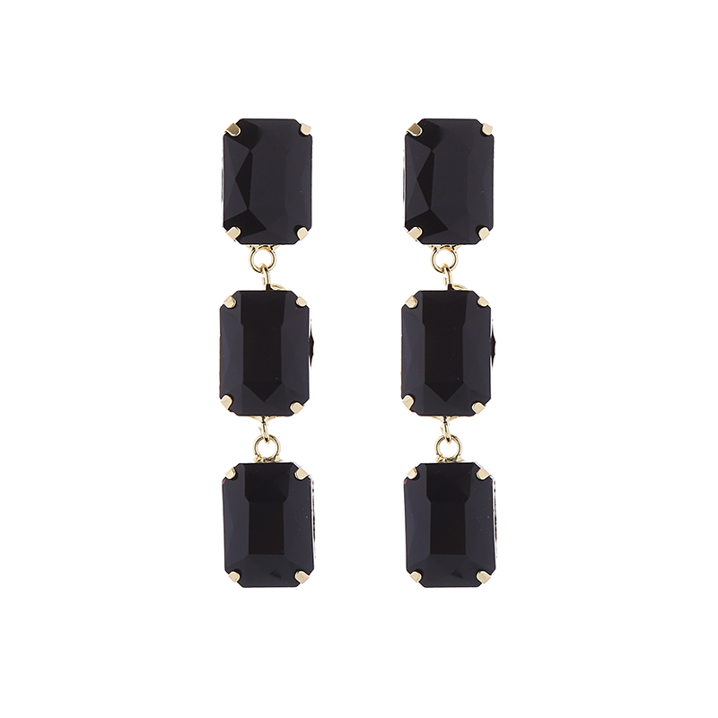 1 Paire Élégant Luxueux Carré Placage Incruster Alliage Verre Plaqué Or Boucles D'oreilles display picture 6