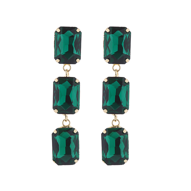 1 Pair Elegant Luxurious Square Plating Inlay Alloy Glass Gold Plated Drop Earrings display picture 7
