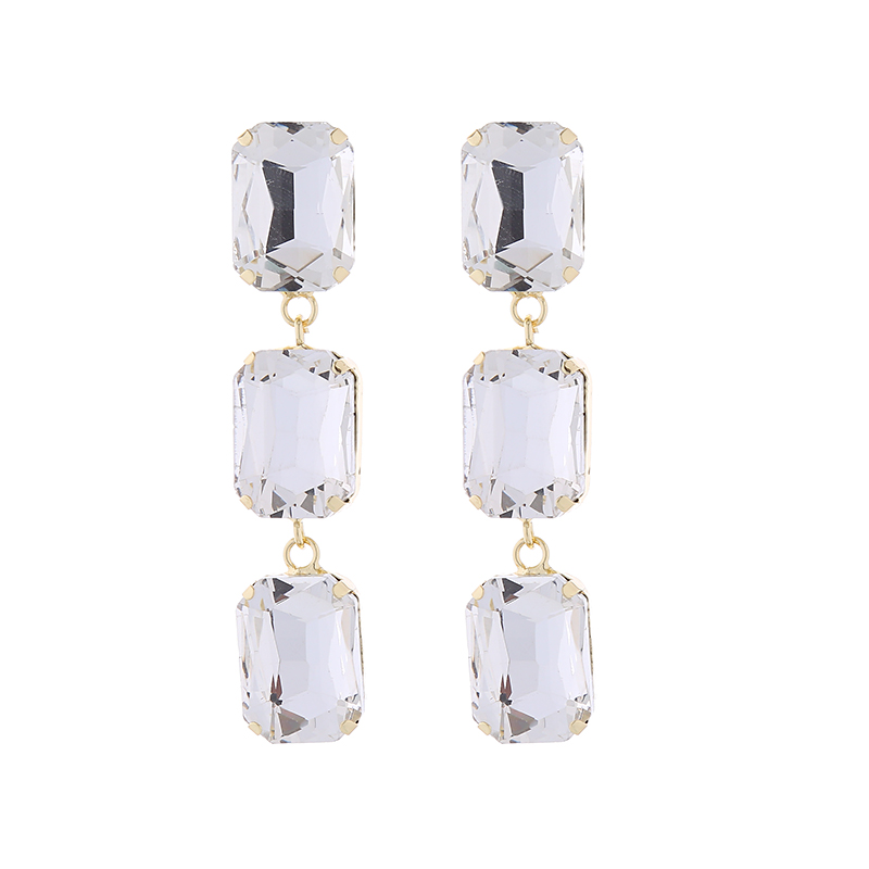 1 Pair Elegant Luxurious Square Plating Inlay Alloy Glass Gold Plated Drop Earrings display picture 8