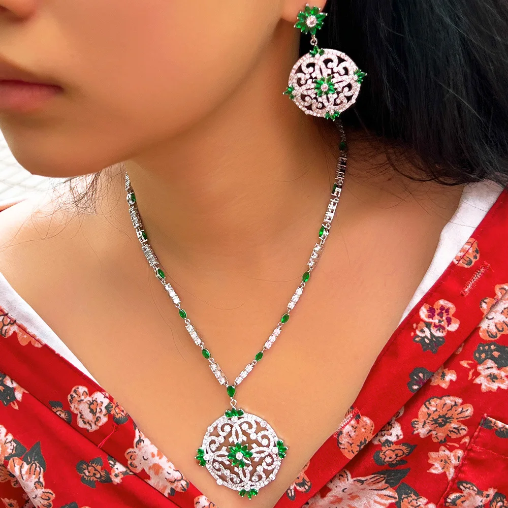 Copper Elegant Exaggerated Bridal Inlay Printing Artificial Gemstones Jewelry Set display picture 4