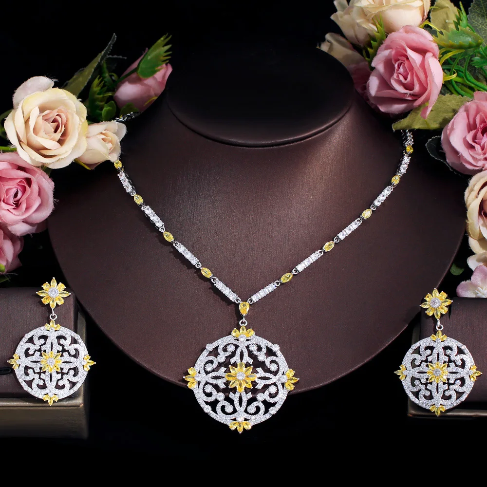 Copper Elegant Exaggerated Bridal Inlay Printing Artificial Gemstones Jewelry Set display picture 6