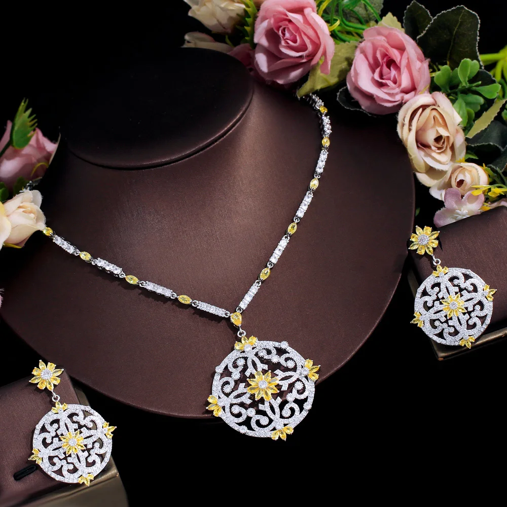 Copper Elegant Exaggerated Bridal Inlay Printing Artificial Gemstones Jewelry Set display picture 7