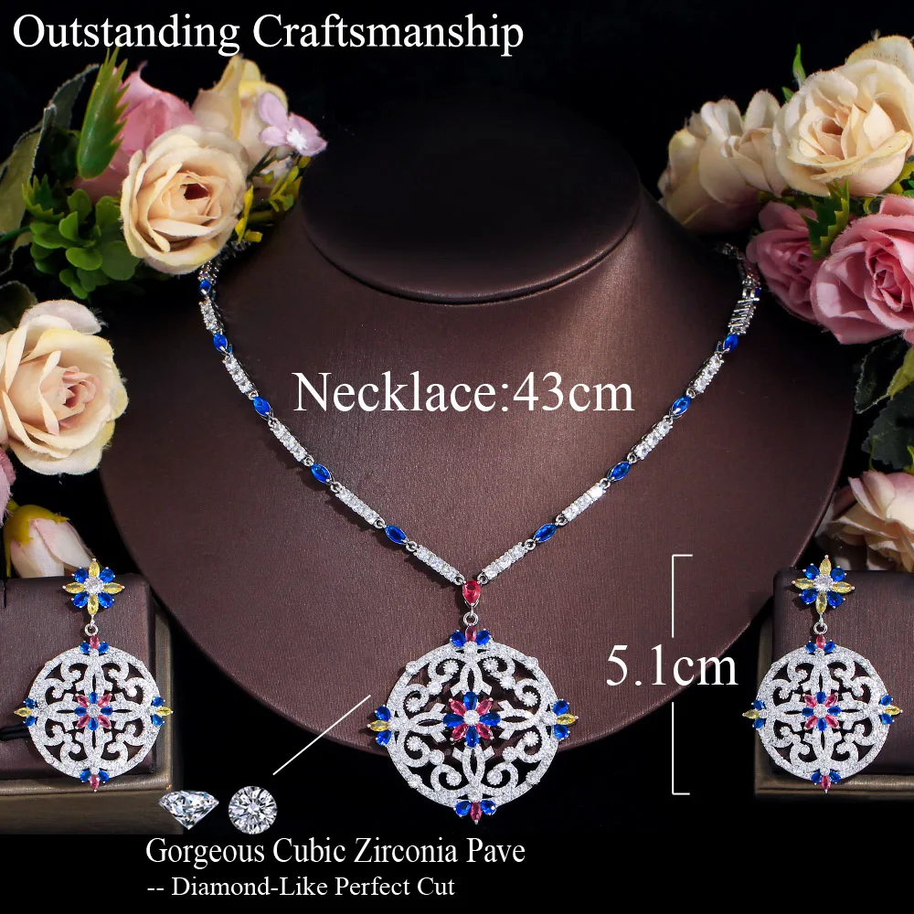 Copper Elegant Exaggerated Bridal Inlay Printing Artificial Gemstones Jewelry Set display picture 10