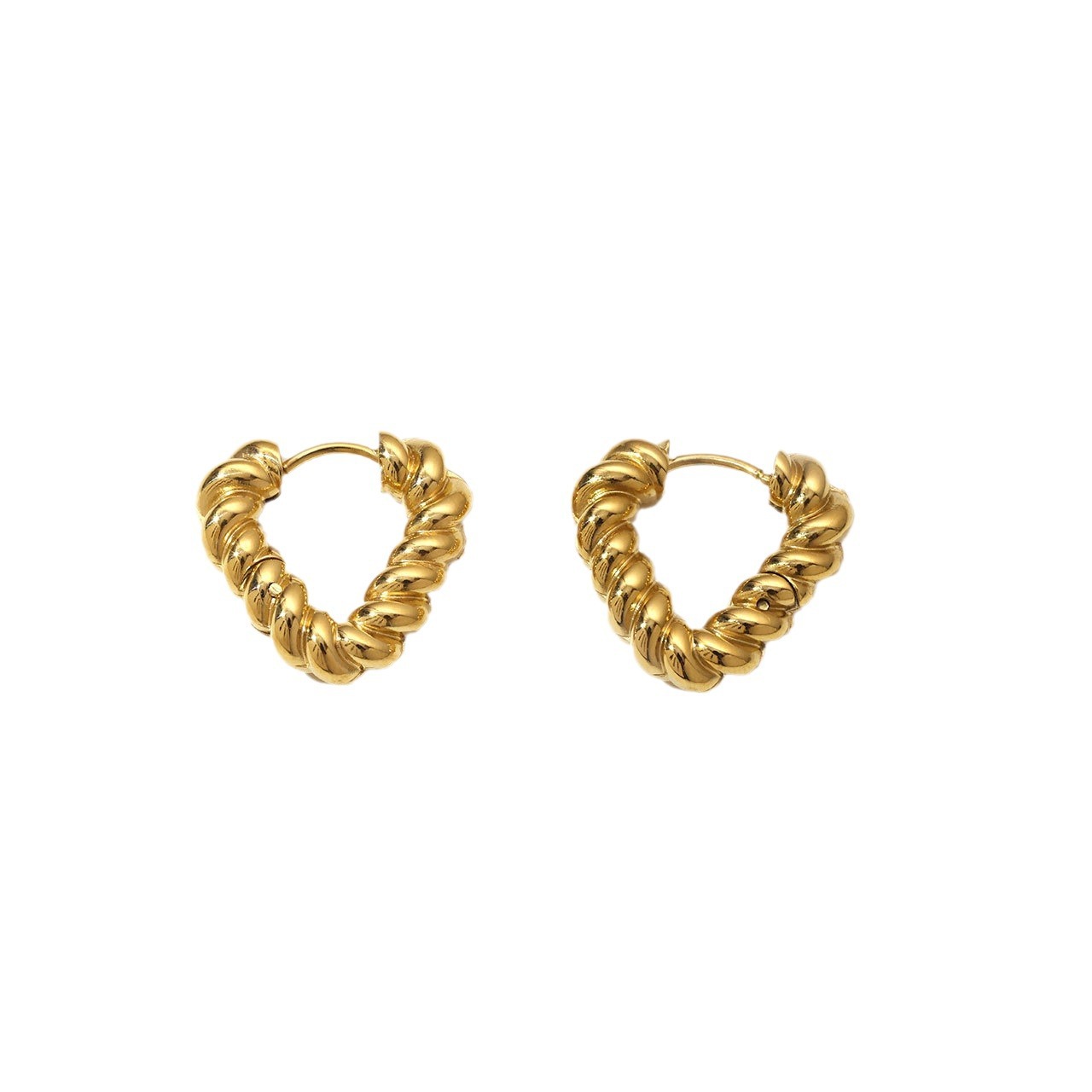 1 Paar Vintage-stil Einfacher Stil Herzform Rostfreier Stahl Weißgold Plattiert Reif Ohrringe display picture 5