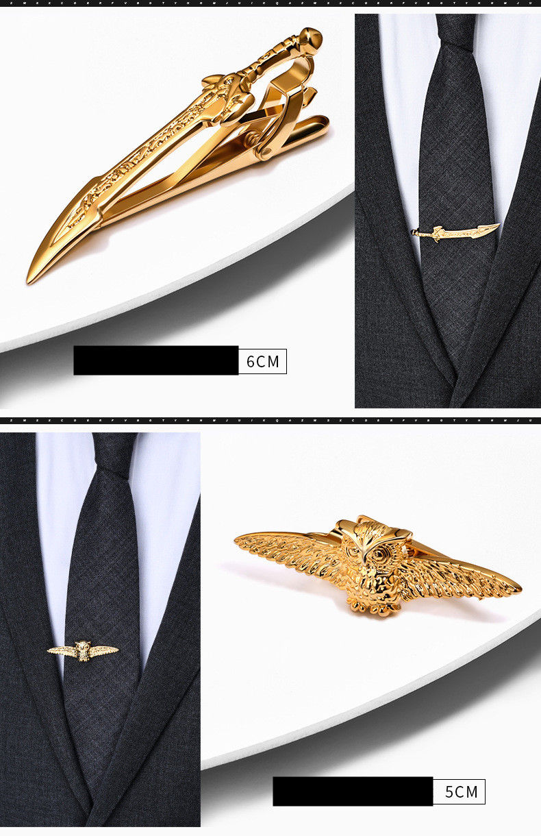 Casual Owl Feather Key Copper Men's Tie Clip display picture 1