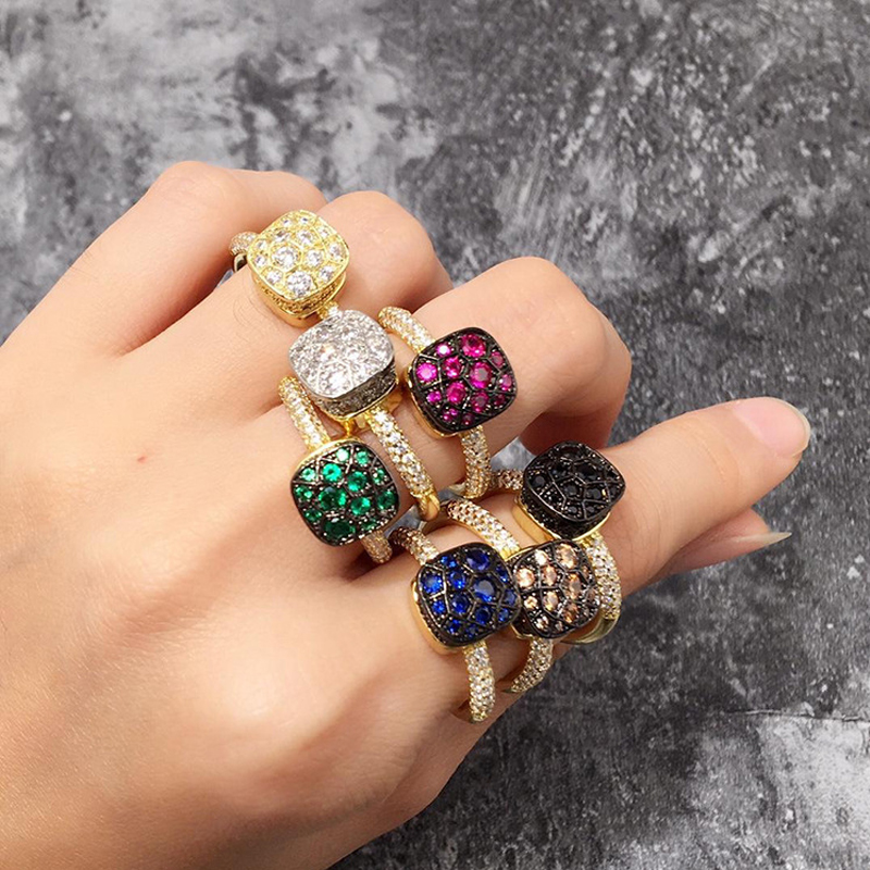 Commute Korean Style Square Alloy Plating Inlay Artificial Crystal Gold Plated Women's Rings display picture 2