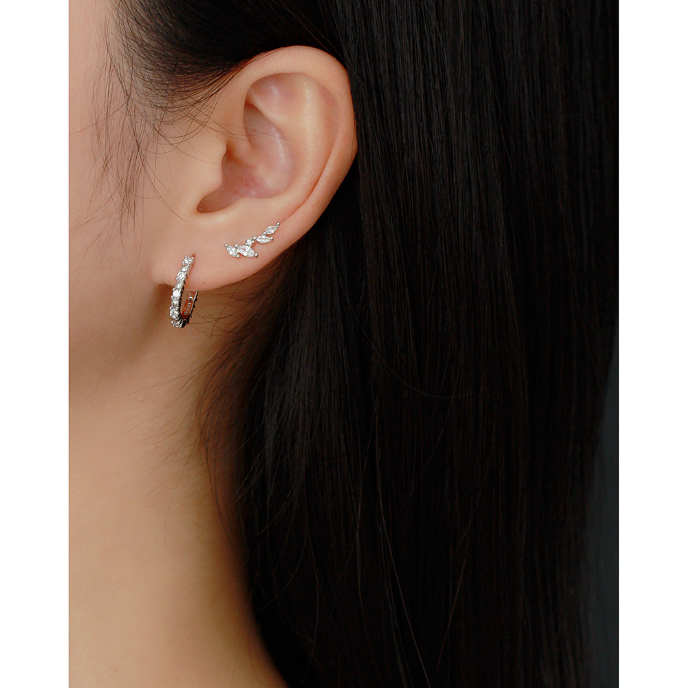 1 Pair Ig Style Leaf Plating Sterling Silver Zircon Ear Studs display picture 4