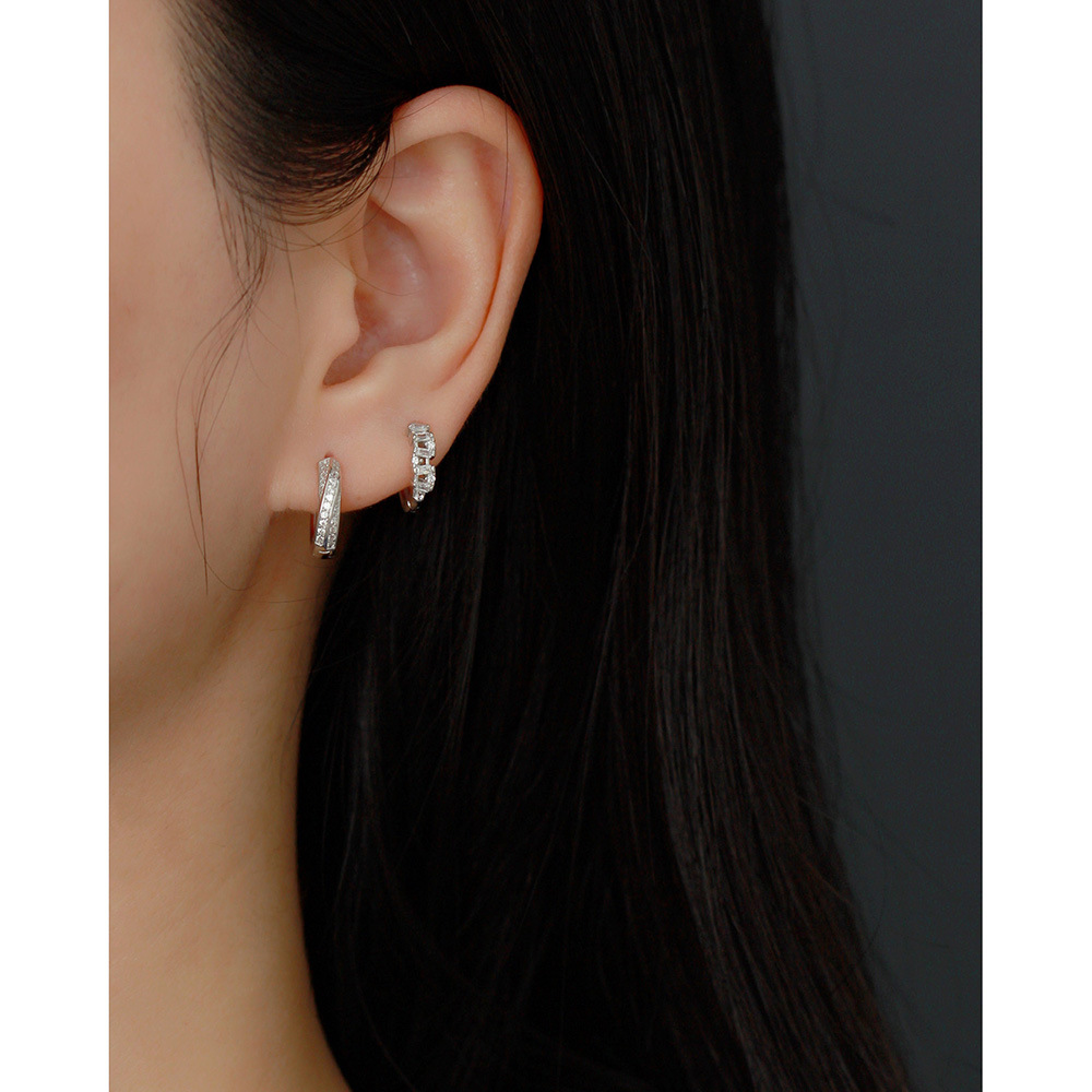 1 Pair Ig Style Geometric Plating Sterling Silver Huggie Earrings display picture 3