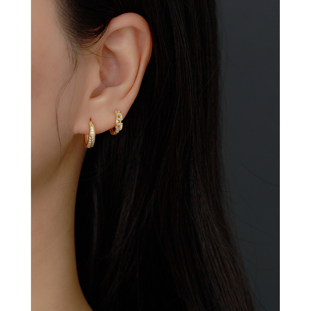 1 Pair Ig Style Geometric Plating Sterling Silver Huggie Earrings display picture 4