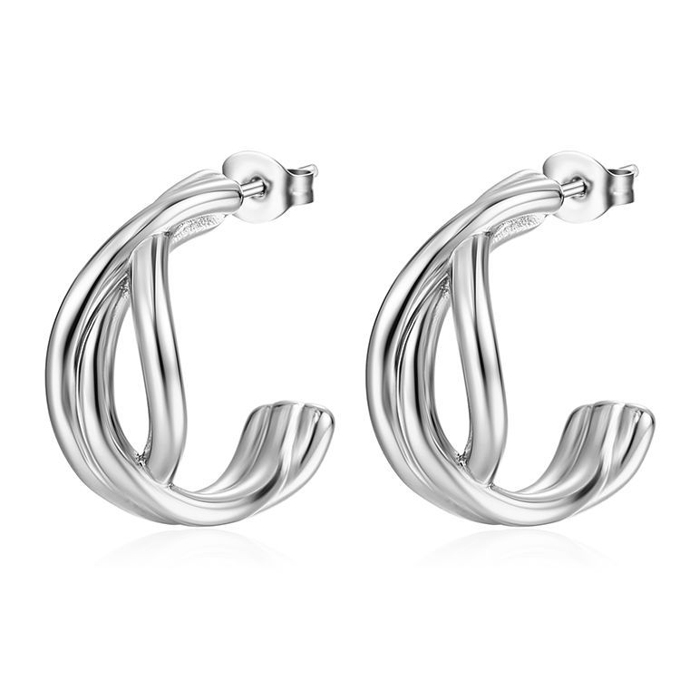 1 Paire Style Simple Géométrique Irrégulière Placage Acier Inoxydable Boucles D'oreilles display picture 4