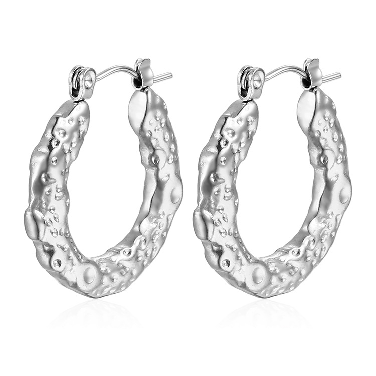 1 Pair Simple Style Geometric Plating Stainless Steel Hoop Earrings display picture 5