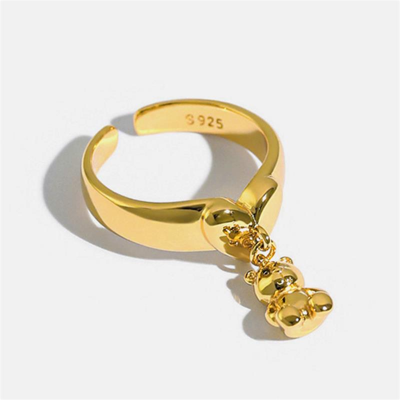 Großhandel Einfacher Stil Tragen Kupfer Versilbert Charm Ring Offener Ring display picture 2