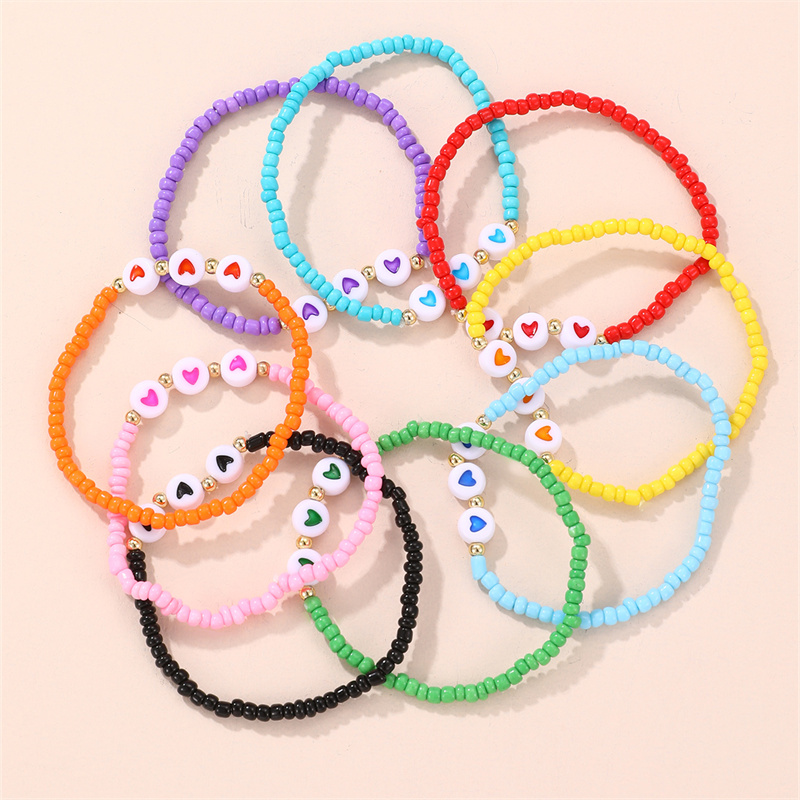 Cute Sweet Heart Shape Plastic Beaded Women's Bracelets display picture 3
