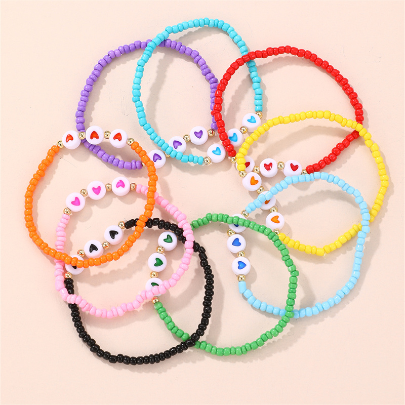 Lindo Dulce Forma De Corazón El Plastico Con Cuentas Mujeres Pulsera display picture 3