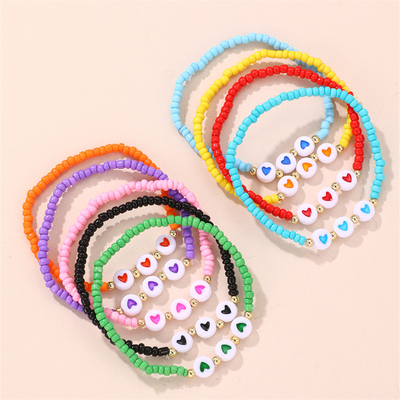 Cute Sweet Heart Shape Plastic Beaded Women's Bracelets display picture 4