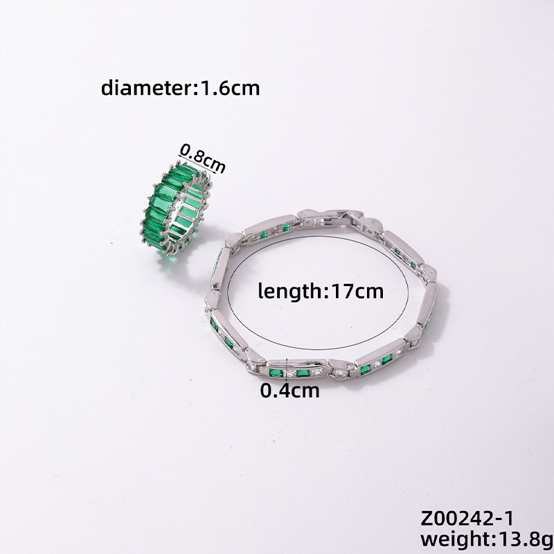 Glam Einfacher Stil Geometrisch Kupfer Überzug Inlay Zirkon Versilbert Ringe Armbänder display picture 2