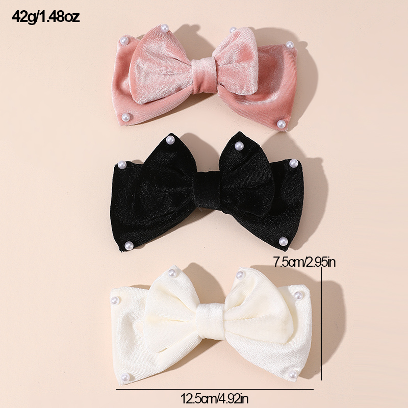 Women's Cute Sweet Bow Knot Alloy Cloth Flannel Inlay Artificial Pearls Hair Clip display picture 6