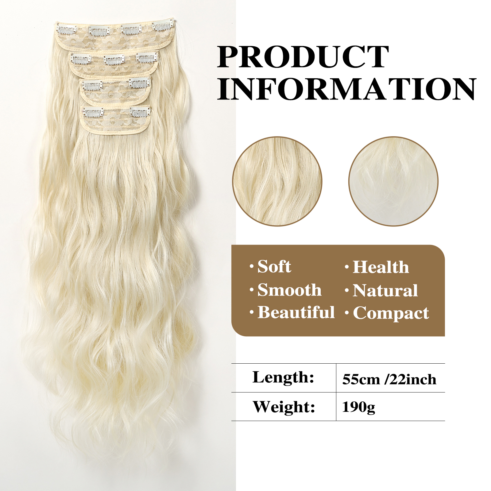 Women's Cute Sweet Gold Black Casual Chemical Fiber Long Curly Hair Wig Clips display picture 4