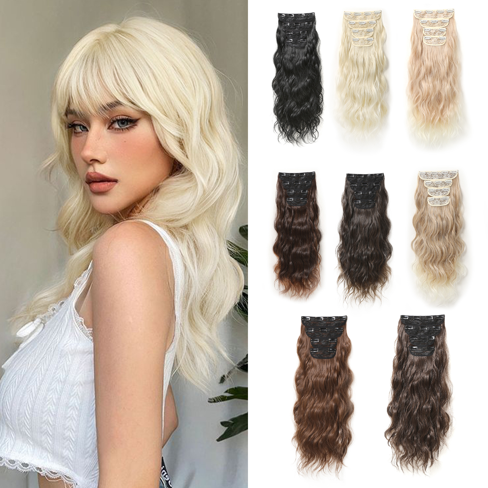 Women's Cute Sweet Gold Black Casual Chemical Fiber Long Curly Hair Wig Clips display picture 6