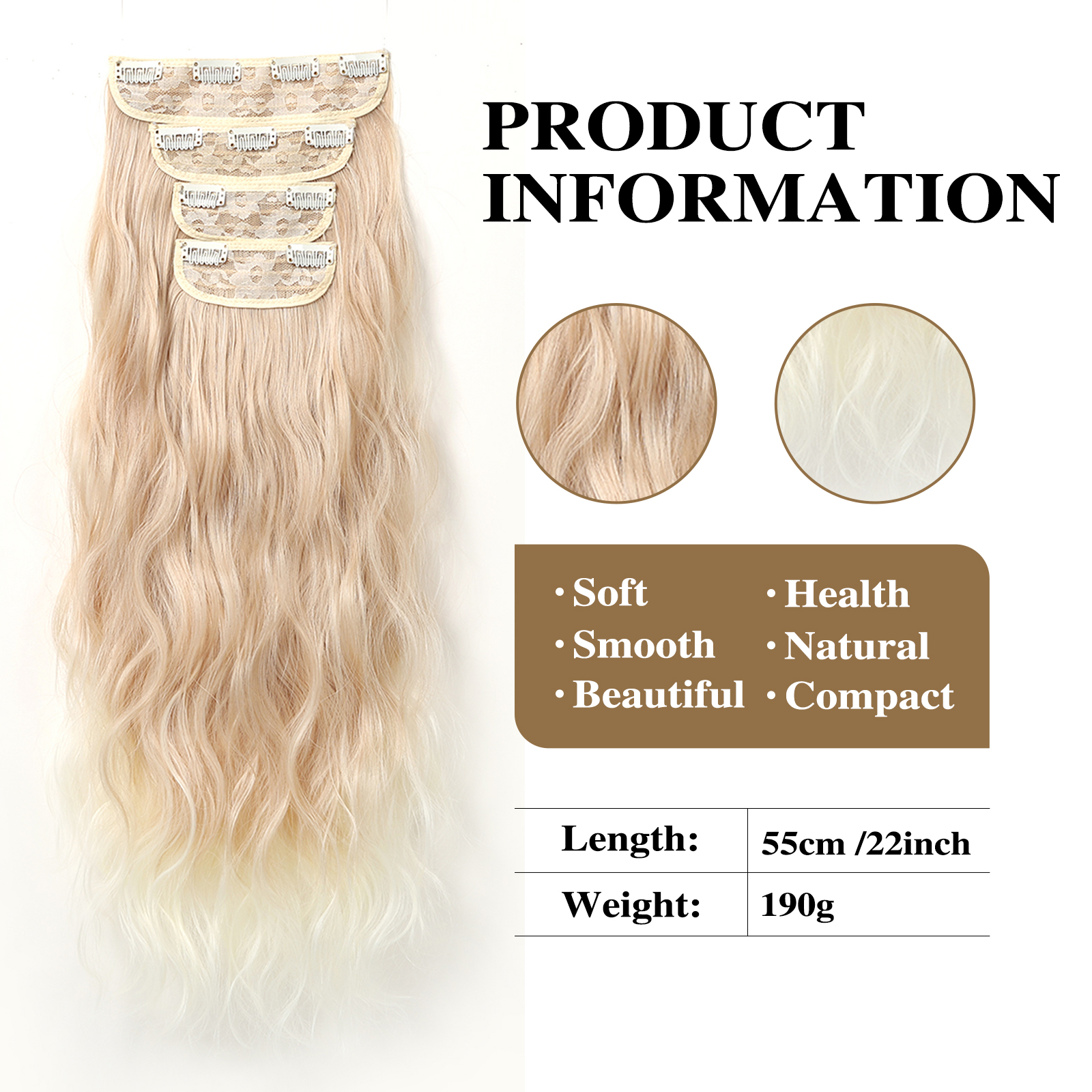 Women's Simple Style Gold Casual Weekend Chemical Fiber Long Curly Hair Wig Clips display picture 7