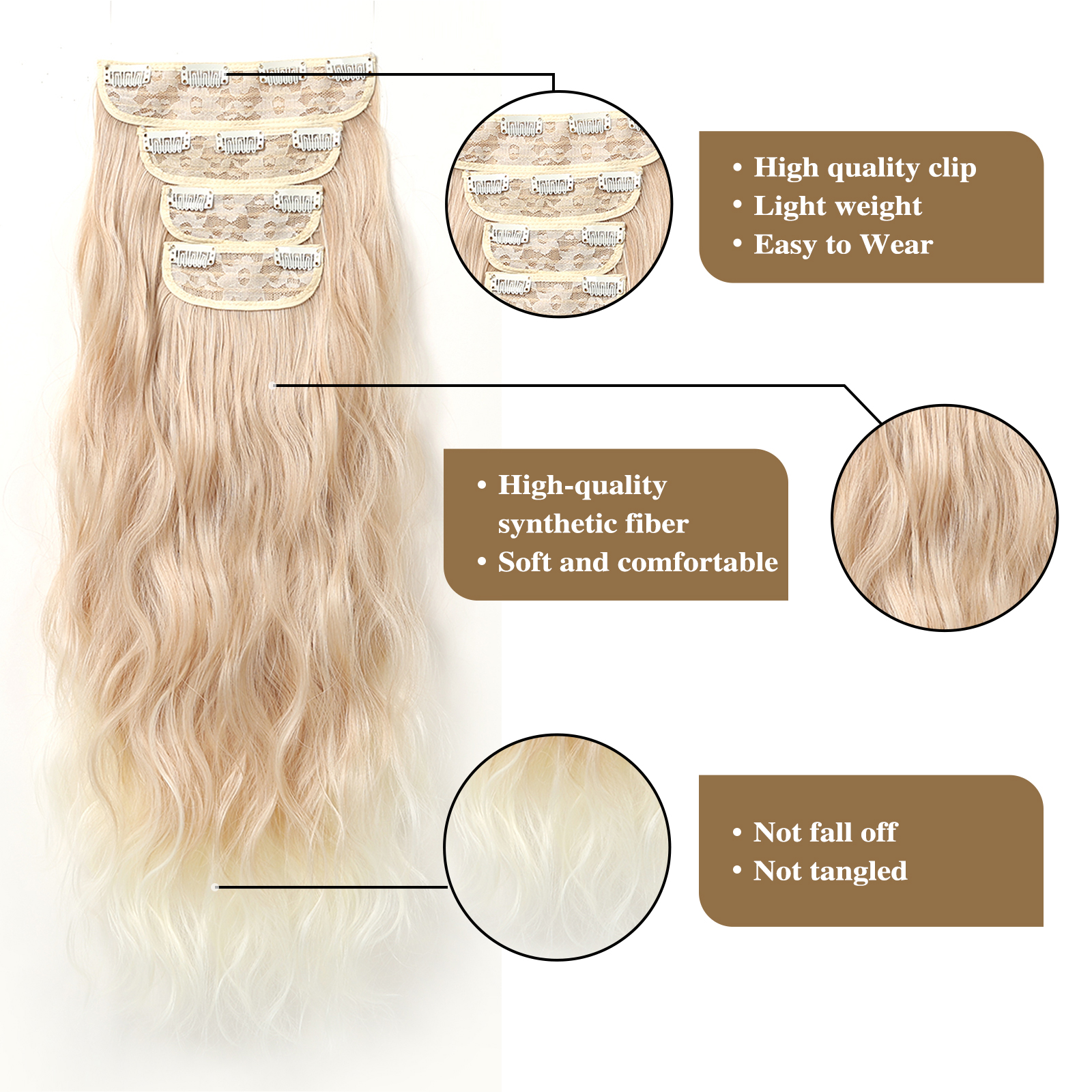 Women's Simple Style Gold Casual Weekend Chemical Fiber Long Curly Hair Wig Clips display picture 6