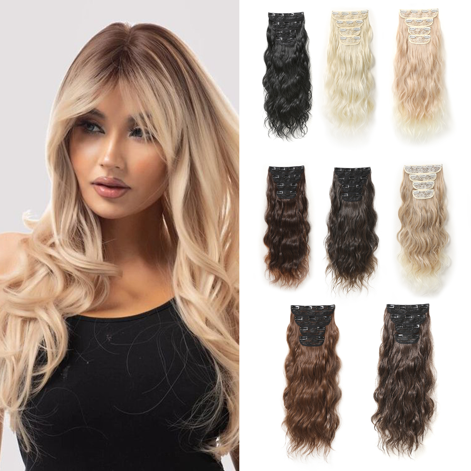 Women's Simple Style Gold Casual Weekend Chemical Fiber Long Curly Hair Wig Clips display picture 9