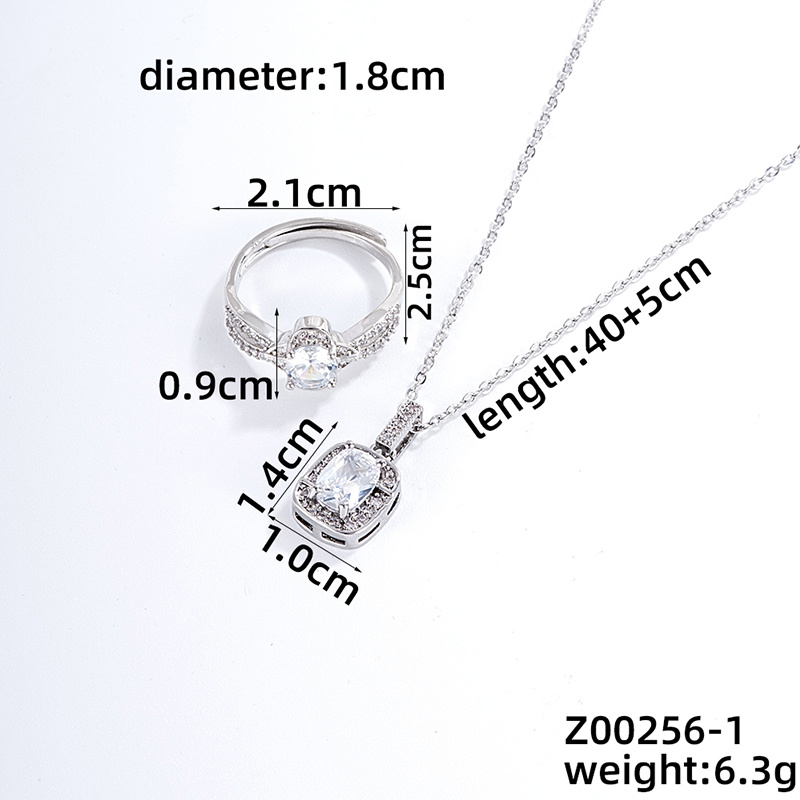 304 Stainless Steel Copper IG Style Simple Style Plating Inlay Geometric Zircon Rings Necklace display picture 1