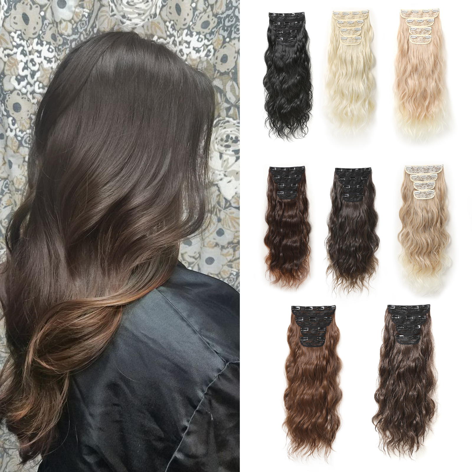 Women's Simple Style Brown Casual Weekend Chemical Fiber Long Curly Hair Wig Clips display picture 6
