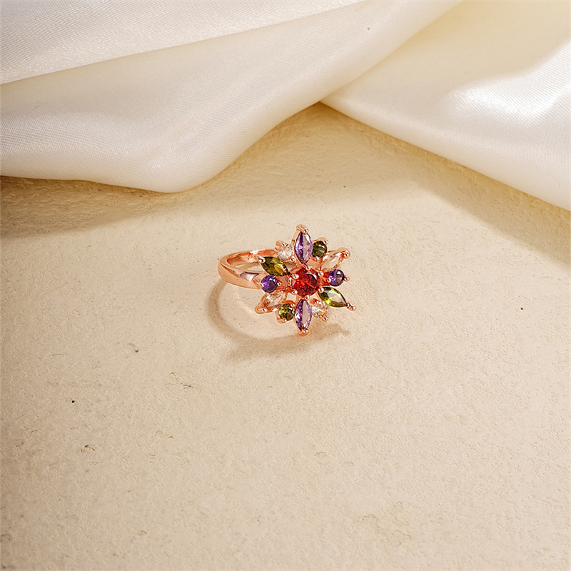 Copper K Gold Plated Casual Simple Style Classic Style Plating Inlay Flower Zircon Rings Necklace display picture 1
