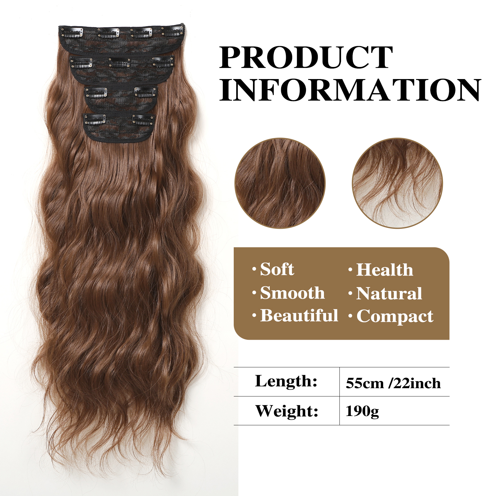 Women's Sweet Simple Style Brown Casual Party Chemical Fiber Long Curly Hair Wig Clips display picture 3