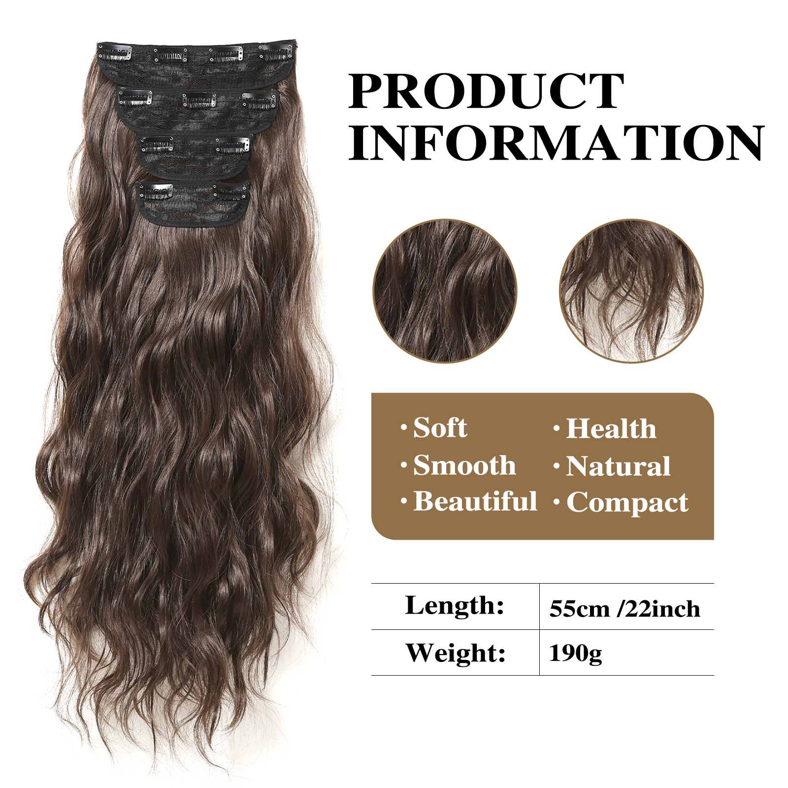 Women's Sweet Simple Style Brown Casual Party Chemical Fiber Long Curly Hair Wig Clips display picture 13
