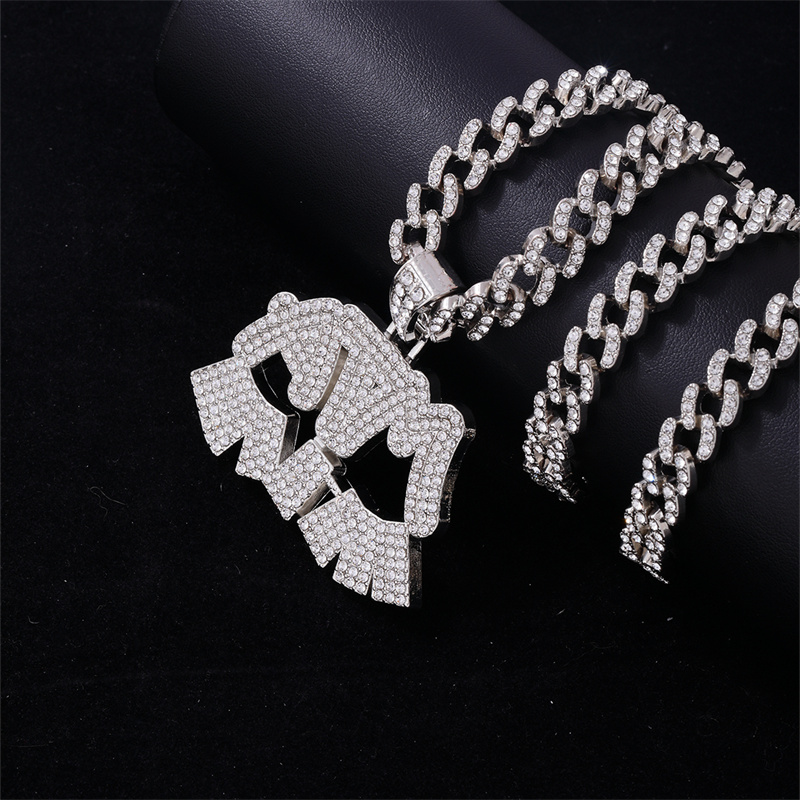 Hip Hop Carta Aleación De Zinc Enchapado Embutido Diamantes De Imitación Hombres Collar Colgante display picture 3