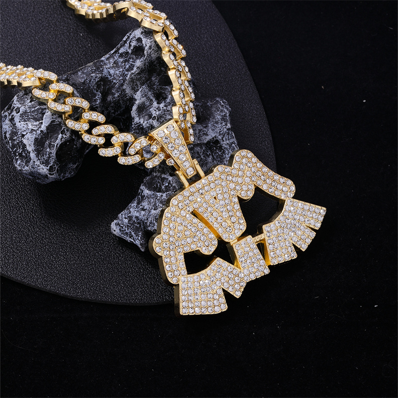 Hip Hop Carta Aleación De Zinc Enchapado Embutido Diamantes De Imitación Hombres Collar Colgante display picture 4