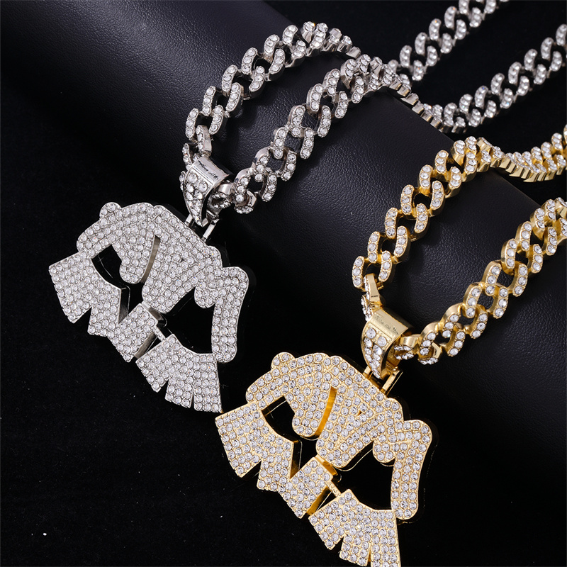 Hip Hop Carta Aleación De Zinc Enchapado Embutido Diamantes De Imitación Hombres Collar Colgante display picture 5