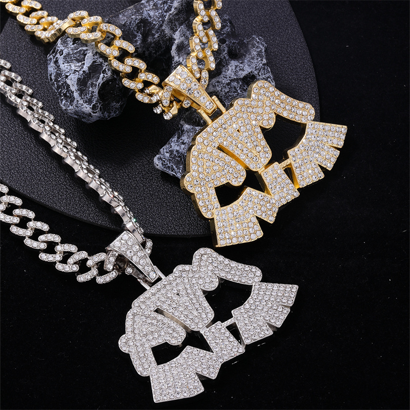 Hip Hop Carta Aleación De Zinc Enchapado Embutido Diamantes De Imitación Hombres Collar Colgante display picture 6