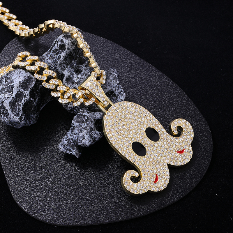 Hip-Hop Octopus Zinc Alloy Plating Inlay Rhinestones Men's Pendant Necklace display picture 6