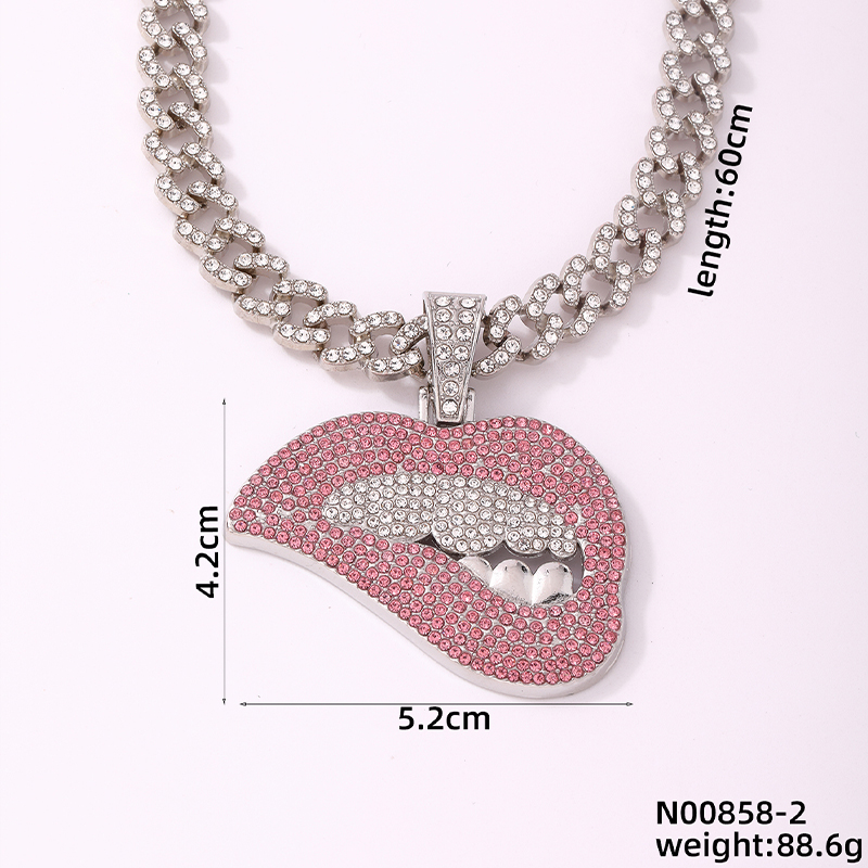 Hip-Hop Lips Zinc Alloy Plating Inlay Rhinestones Men's Pendant Necklace display picture 6