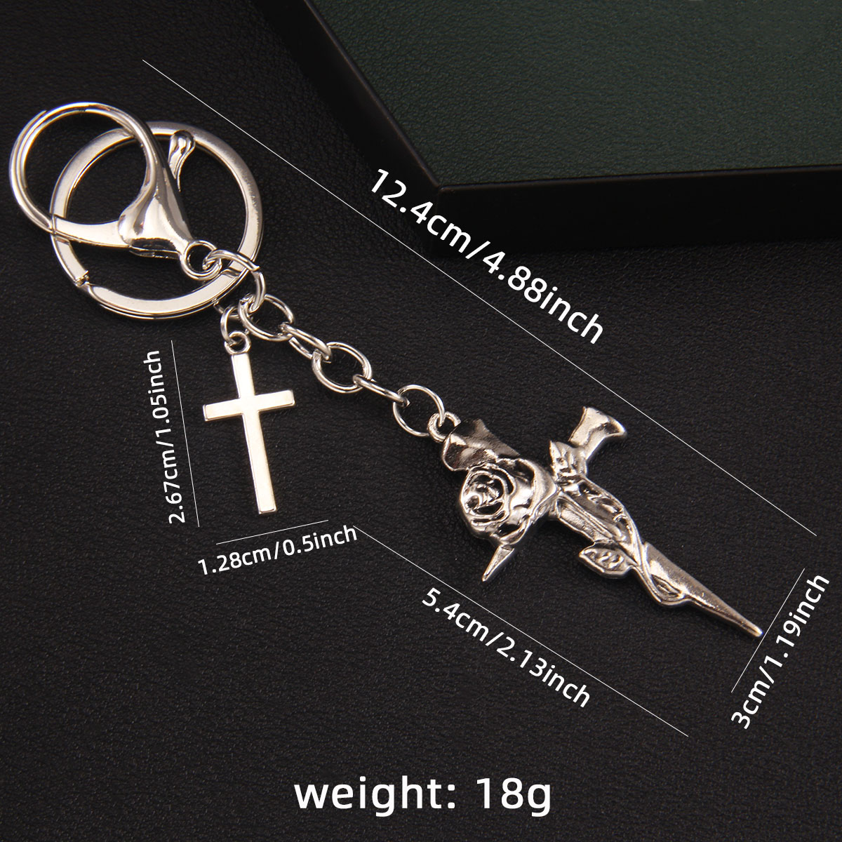 Retro Commute Cross Alloy Bag Pendant Keychain display picture 2