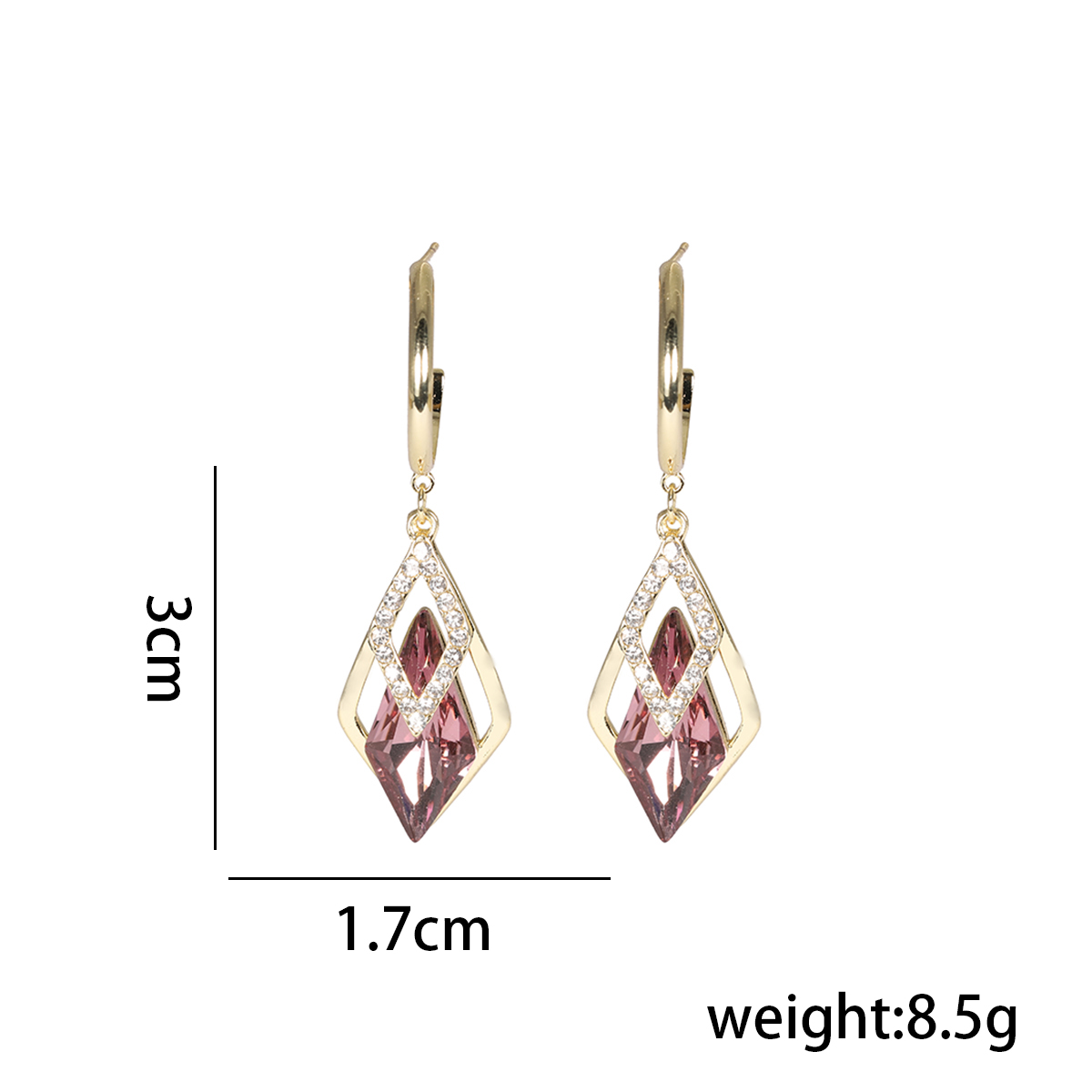 1 Pair Ig Style Shiny Geometric Plating Inlay Copper Artificial Crystal Rhinestones Drop Earrings display picture 1