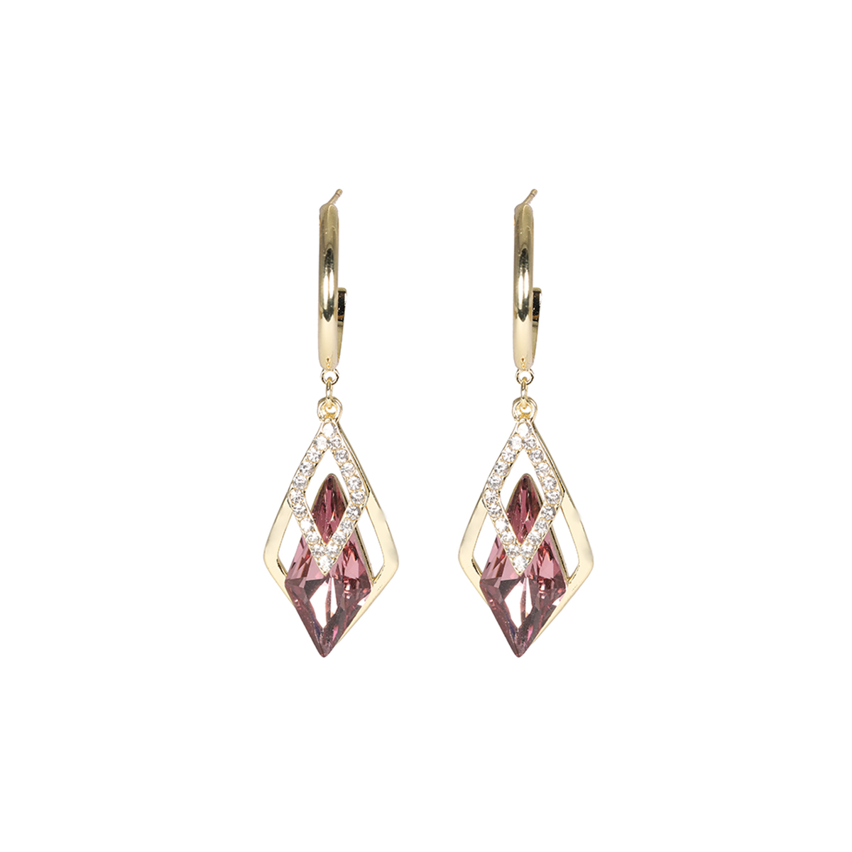 1 Pair Ig Style Shiny Geometric Plating Inlay Copper Artificial Crystal Rhinestones Drop Earrings display picture 2