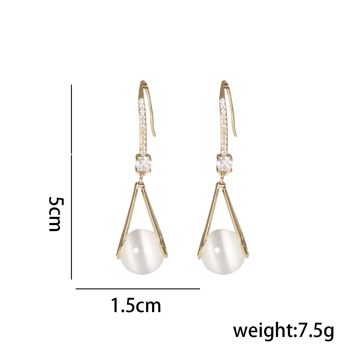 1 Pair Ig Style Simple Style Geometric Plating Inlay Copper Opal Drop Earrings display picture 2