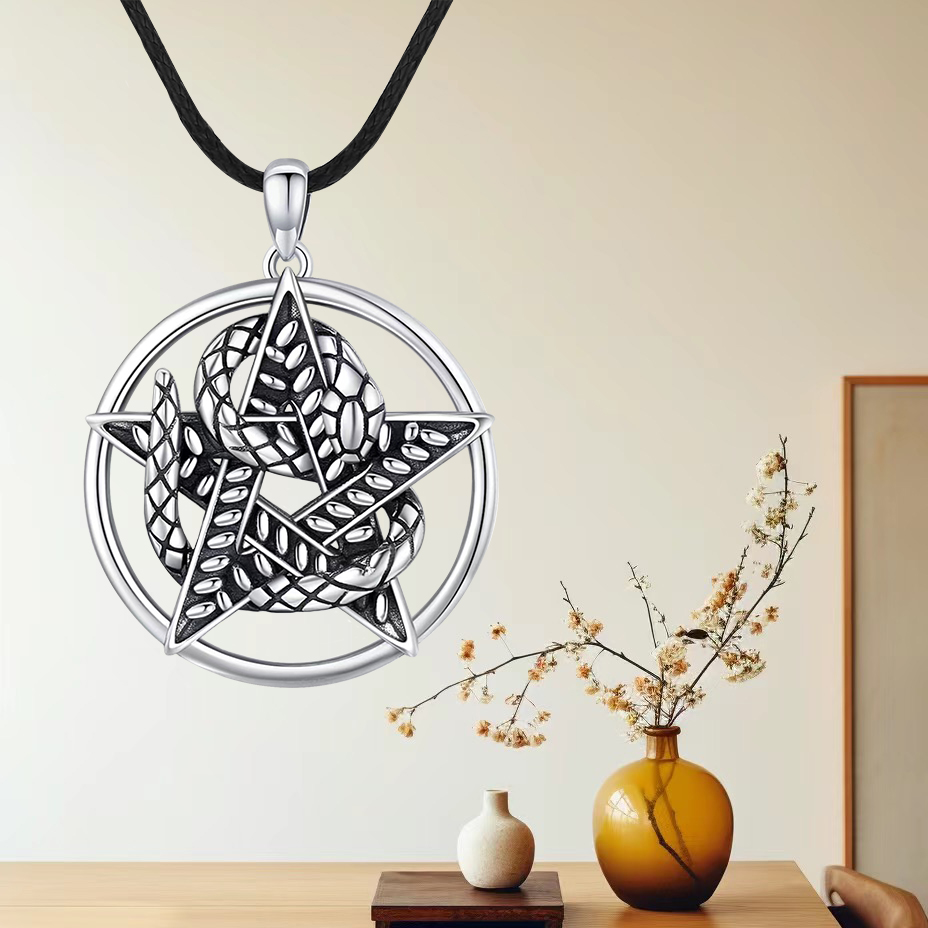 Cool Style Pentagram Snake Alloy Plating Hollow Out Gold Plated Silver Plated Unisex Pendant Necklace display picture 1