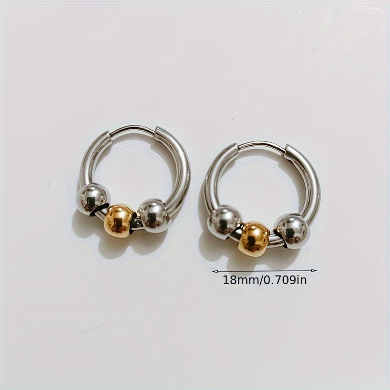 1 Pair Punk Simple Style Geometric Stainless Steel 14K Gold Plated Hoop Earrings display picture 3