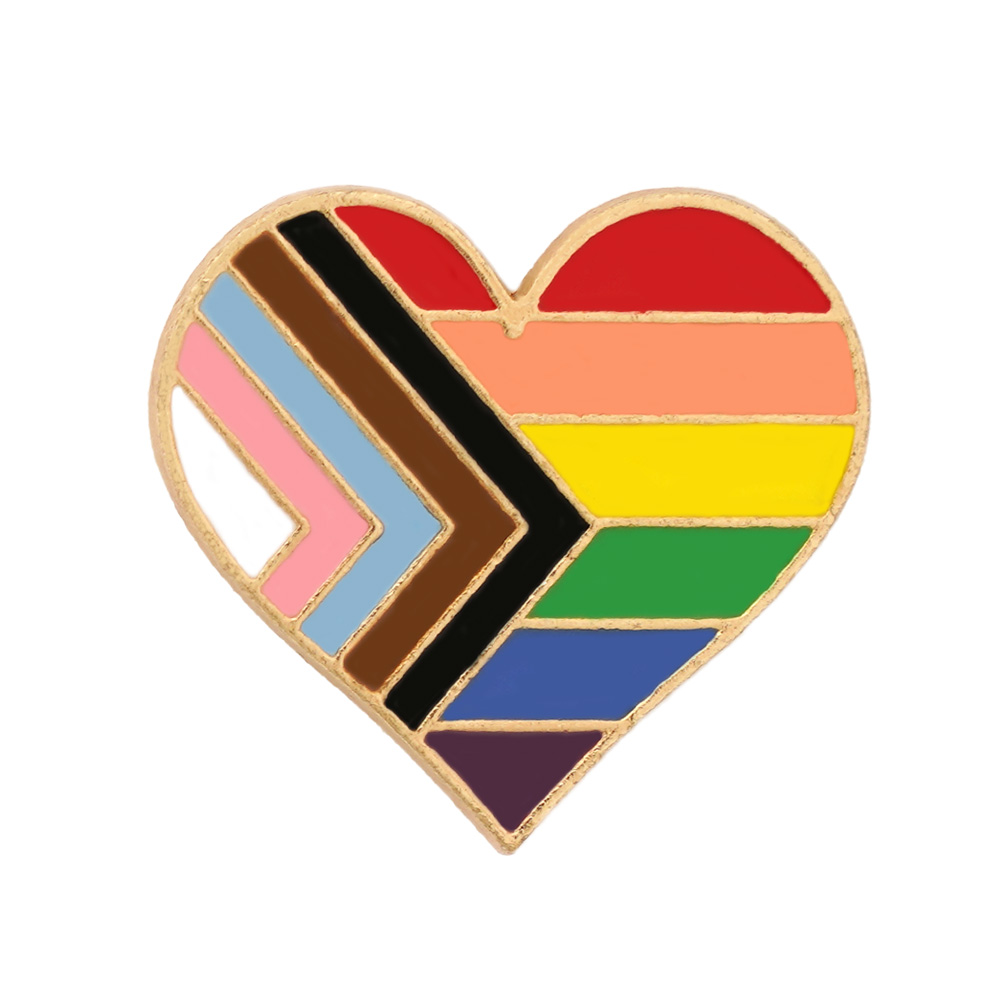 Simple Style National Flag Rainbow Heart Shape Metal Unisex Brooches display picture 3