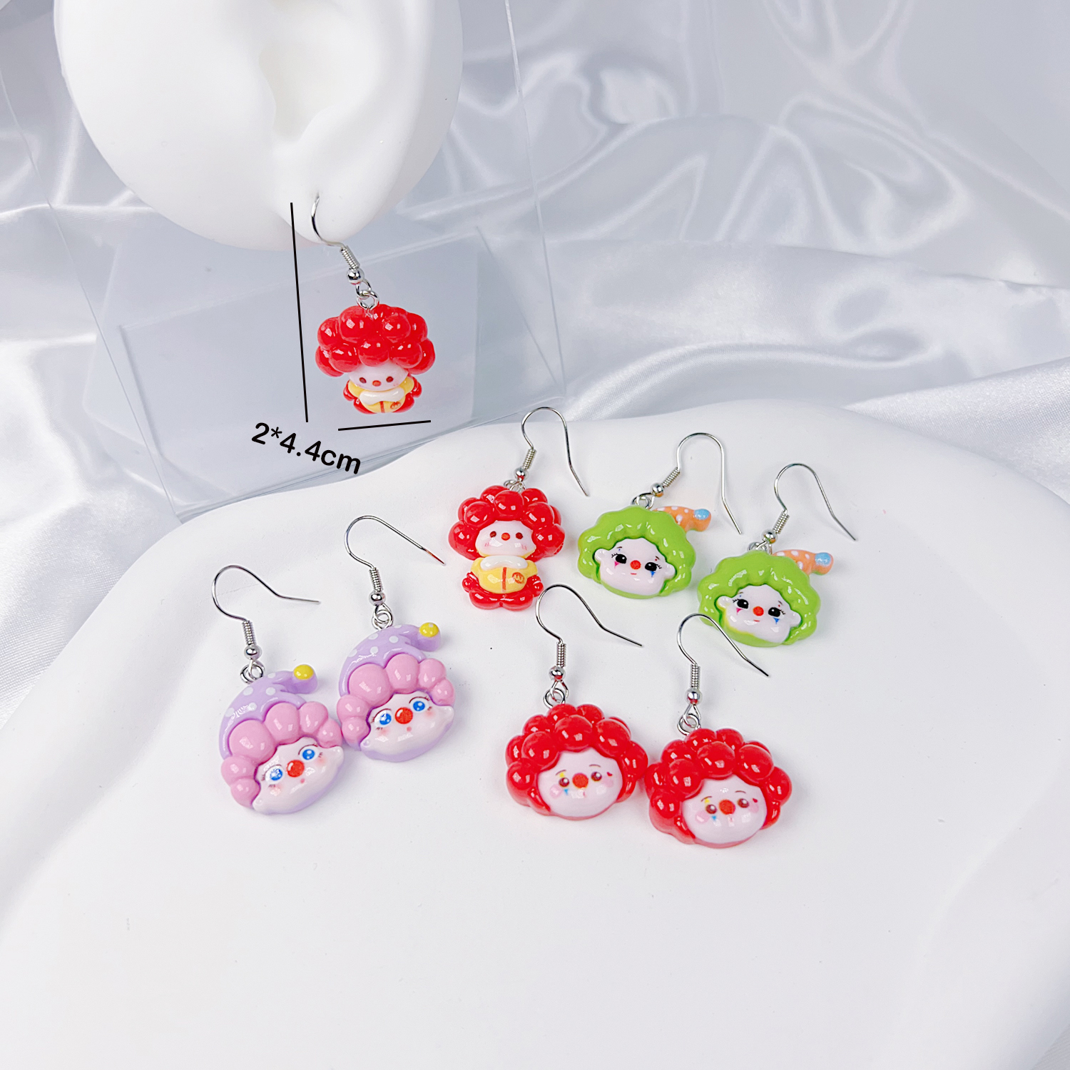 4 Pairs Original Design Cute Clown Popcorn Cup French Fries Irregular Painted Synthetics Synthetic Resin Shell Drop Earrings display picture 1