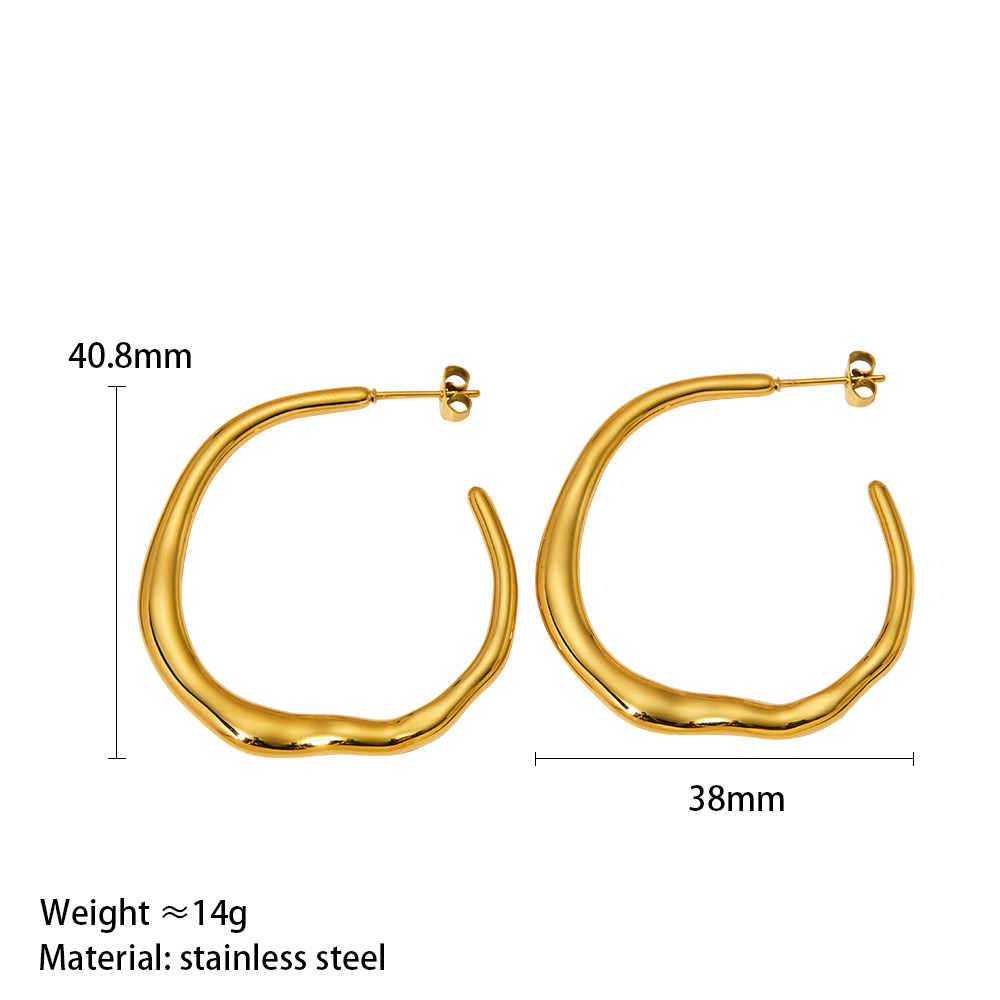 1 Pair Simple Style Solid Color Plating 304 Stainless Steel 16K Gold Plated White Gold Plated Gold Plated Hoop Earrings display picture 7