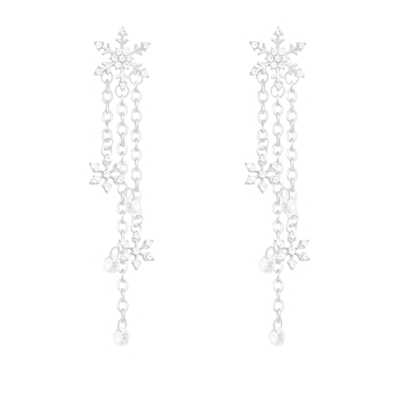 1 Pair Simple Style Snowflake Plating Inlay Alloy Artificial Diamond Drop Earrings display picture 1