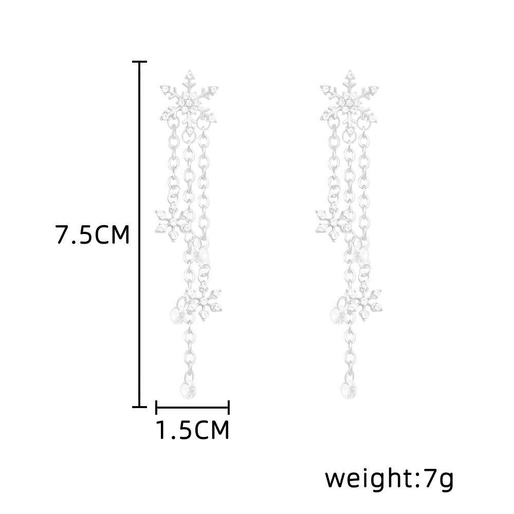 1 Paar Einfacher Stil Schneeflocke Überzug Inlay Legierung Künstlicher Diamant Tropfenohrringe display picture 6