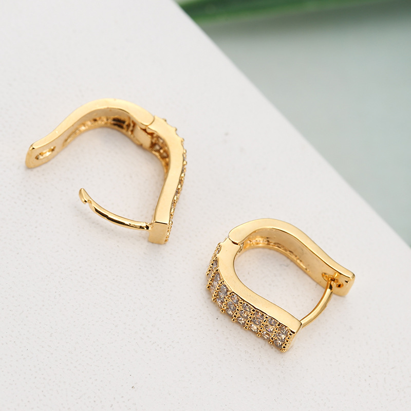 1 Pair Elegant Solid Color Plating Inlay Copper Zircon White Gold Plated Gold Plated Hoop Earrings display picture 4