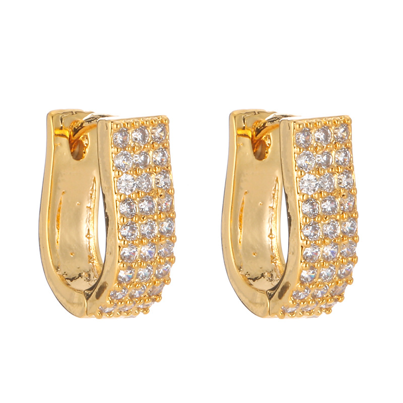 1 Pair Elegant Solid Color Plating Inlay Copper Zircon White Gold Plated Gold Plated Hoop Earrings display picture 5